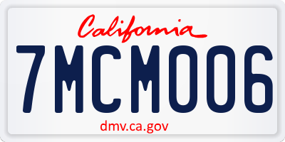 CA license plate 7MCM006