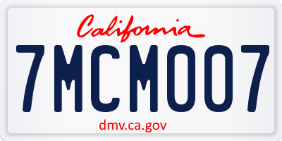 CA license plate 7MCM007