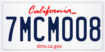 CA license plate 7MCM008
