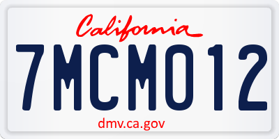 CA license plate 7MCM012