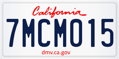 CA license plate 7MCM015