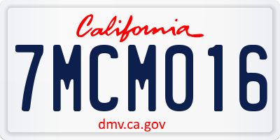 CA license plate 7MCM016