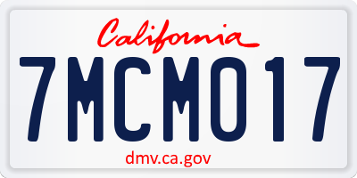 CA license plate 7MCM017