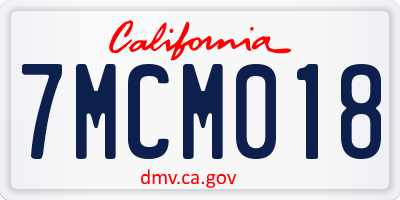 CA license plate 7MCM018