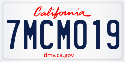 CA license plate 7MCM019