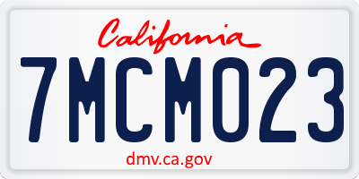 CA license plate 7MCM023