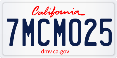 CA license plate 7MCM025