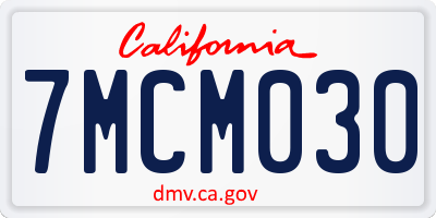 CA license plate 7MCM030
