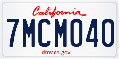 CA license plate 7MCM040