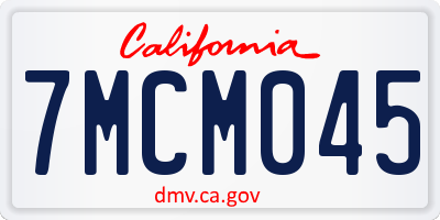 CA license plate 7MCM045