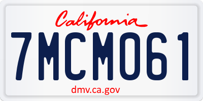CA license plate 7MCM061
