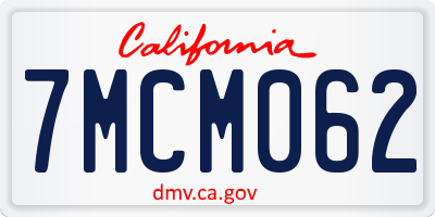 CA license plate 7MCM062