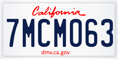 CA license plate 7MCM063