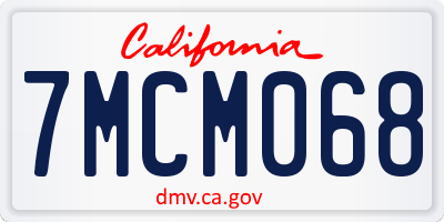 CA license plate 7MCM068