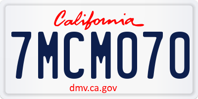CA license plate 7MCM070