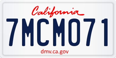 CA license plate 7MCM071