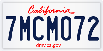 CA license plate 7MCM072