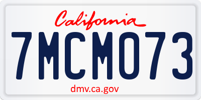 CA license plate 7MCM073