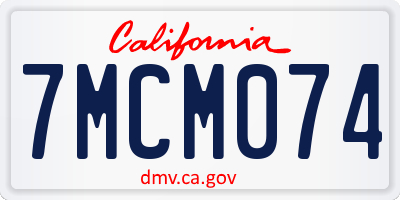 CA license plate 7MCM074