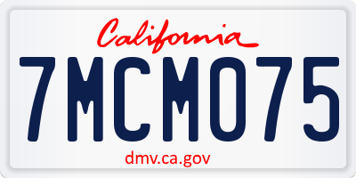 CA license plate 7MCM075