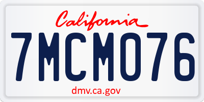 CA license plate 7MCM076