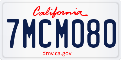 CA license plate 7MCM080