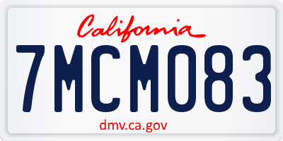 CA license plate 7MCM083