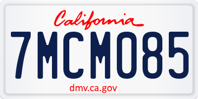 CA license plate 7MCM085