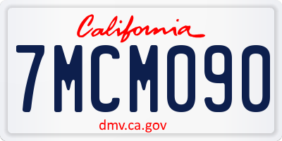CA license plate 7MCM090
