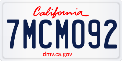 CA license plate 7MCM092