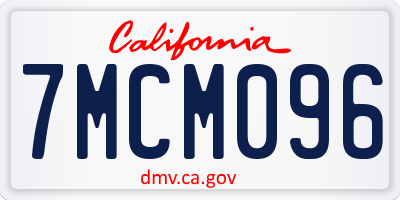 CA license plate 7MCM096