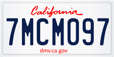 CA license plate 7MCM097