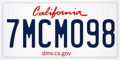 CA license plate 7MCM098
