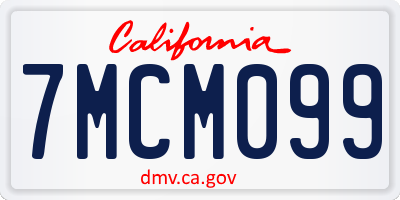 CA license plate 7MCM099