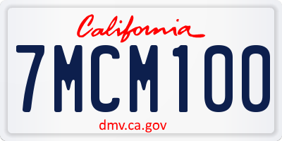 CA license plate 7MCM100