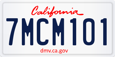 CA license plate 7MCM101