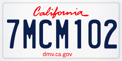 CA license plate 7MCM102