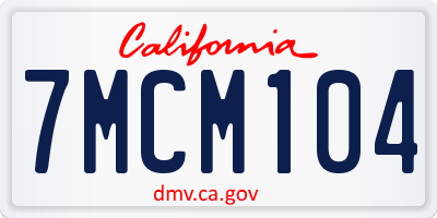 CA license plate 7MCM104