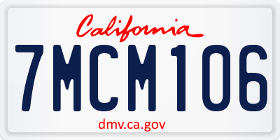 CA license plate 7MCM106