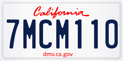 CA license plate 7MCM110