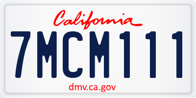 CA license plate 7MCM111