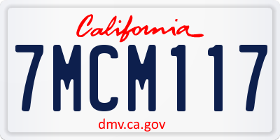 CA license plate 7MCM117