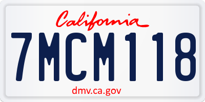 CA license plate 7MCM118