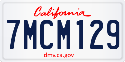 CA license plate 7MCM129