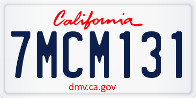 CA license plate 7MCM131
