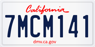 CA license plate 7MCM141