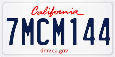 CA license plate 7MCM144