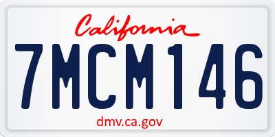 CA license plate 7MCM146