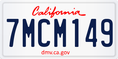 CA license plate 7MCM149