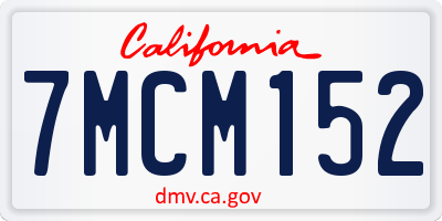 CA license plate 7MCM152